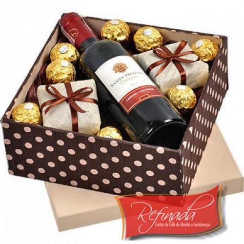 Caixa de Vinho e Chocolate R$ 229,00